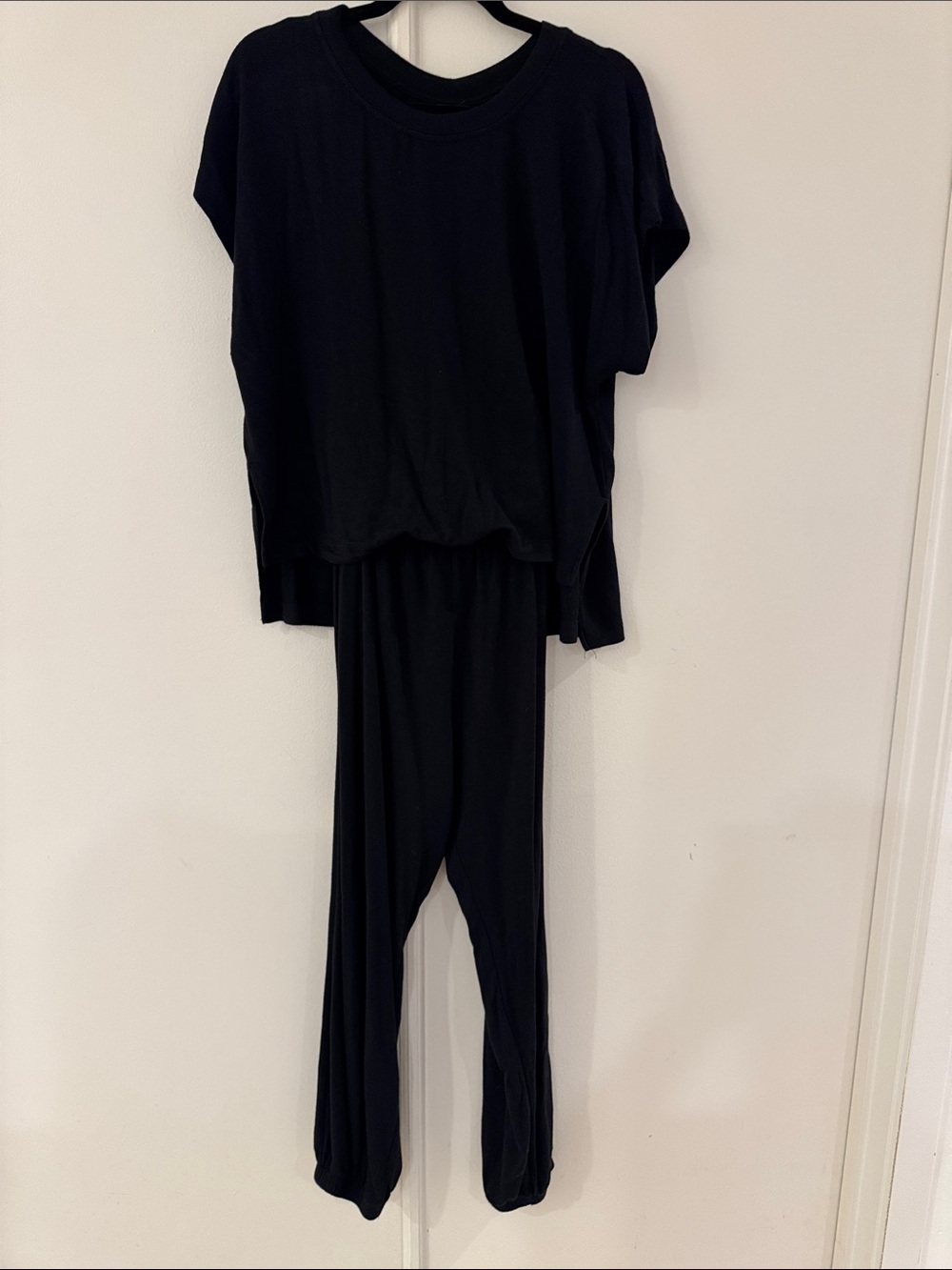 SEN Gillian Black Relaxed Short-Sleeve Jumpsuit
